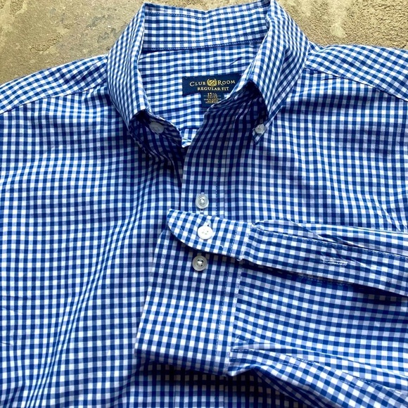 CLUB ROOM Men’s Check Button Down Shirt  32/33 - Picture 3 of 11